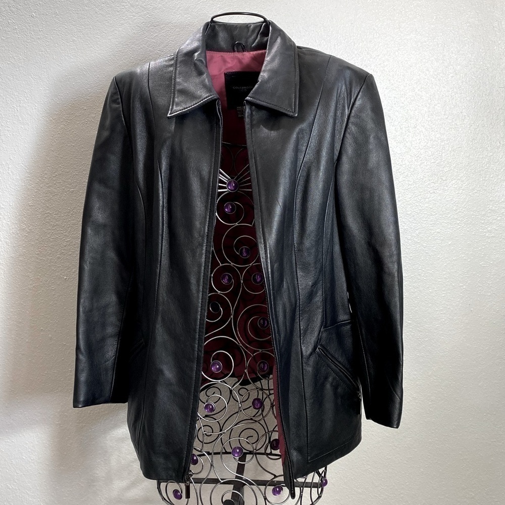 Colebrook & co black leather jacket size M